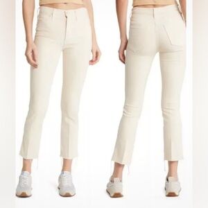 MOTHER Straight Leg High Waisted Rascal Ankle Fray in Chalk It Up Size 33